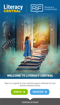 Screenshot of the Literacy Central product with a girl climbing the stairs